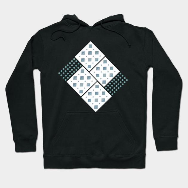 Shapes on the grid. A trendy geometric pattern of diamonds and dots in grey, green, black and white. A beautiful contemporary design, perfect for home decor, t-shirts and more. Hoodie by innerspectrum